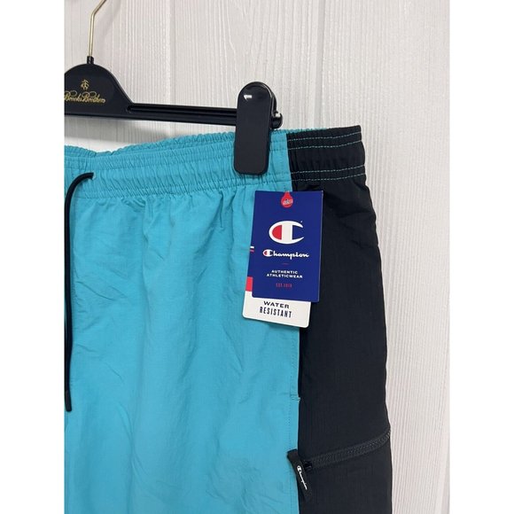 Champion Men's Black And Blue Elastic Waist Pull-On Drawstring Shorts Size XL - Picture 9 of 10